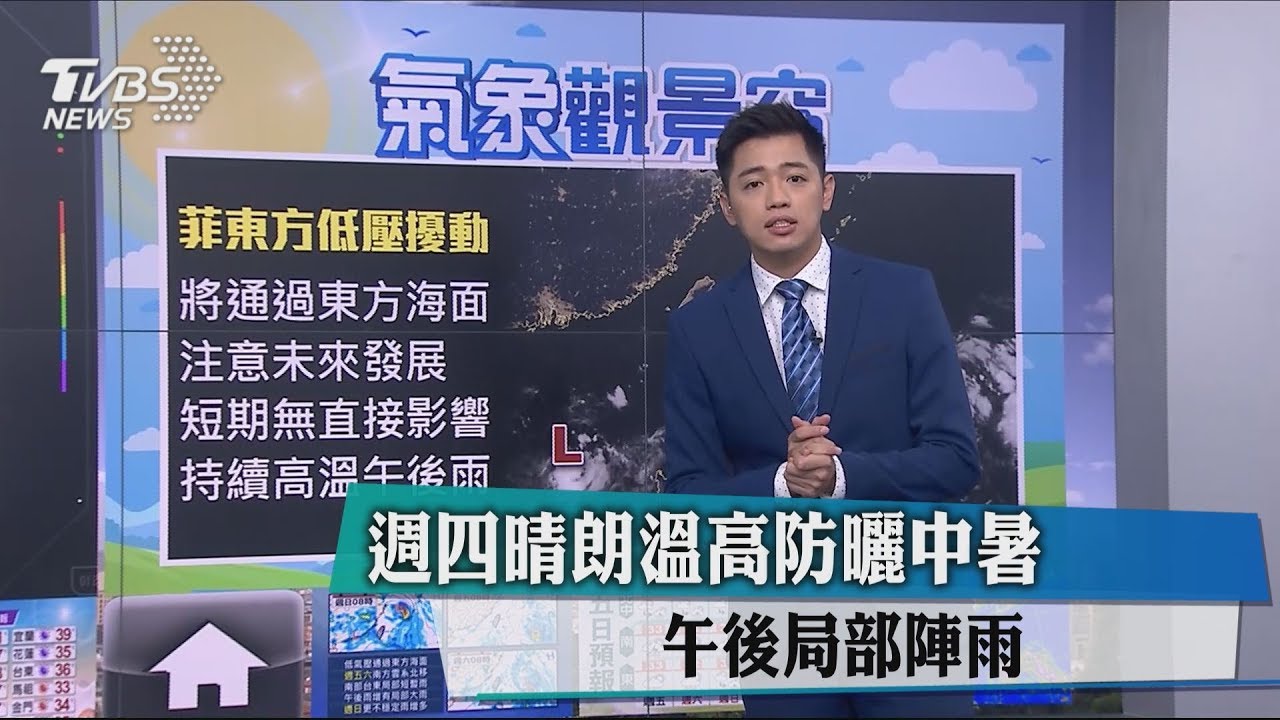 晴朗溫高防曬防中暑    注意午後局部雷陣雨