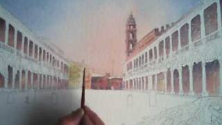 preview picture of video 'Corso di pittura on line, Piazza innevata (piazza del Popolo di Faenza - Ra - Italy)'