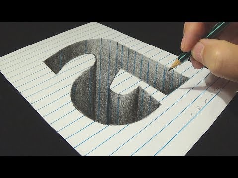 Drawing Letter little "a" Hole Illusion - 3D Trick Art on Line Paper with Pencil - Vamos