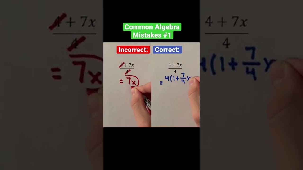 Common Algebra Mistakes #1 #Shorts #algebra #mistake #mistakes #math #maths #mathematics #education