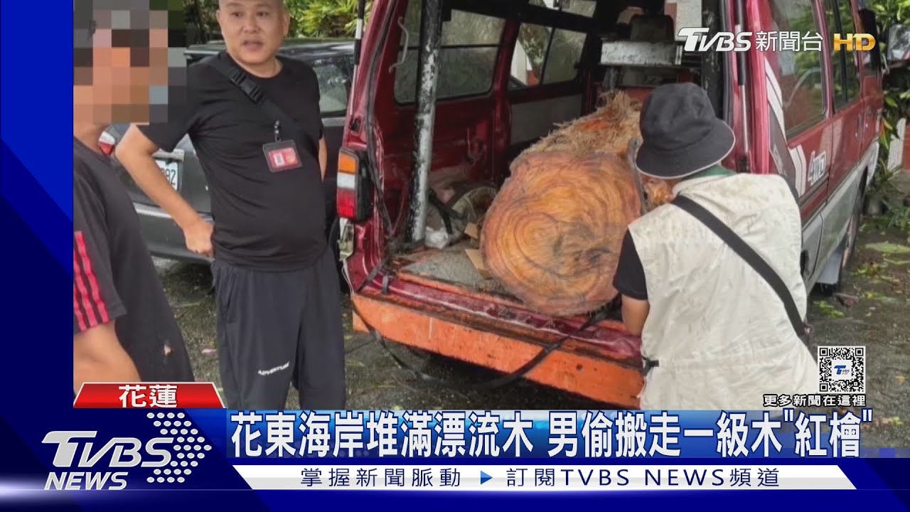 花東海岸堆滿漂流木 男偷搬走一級木「紅檜」