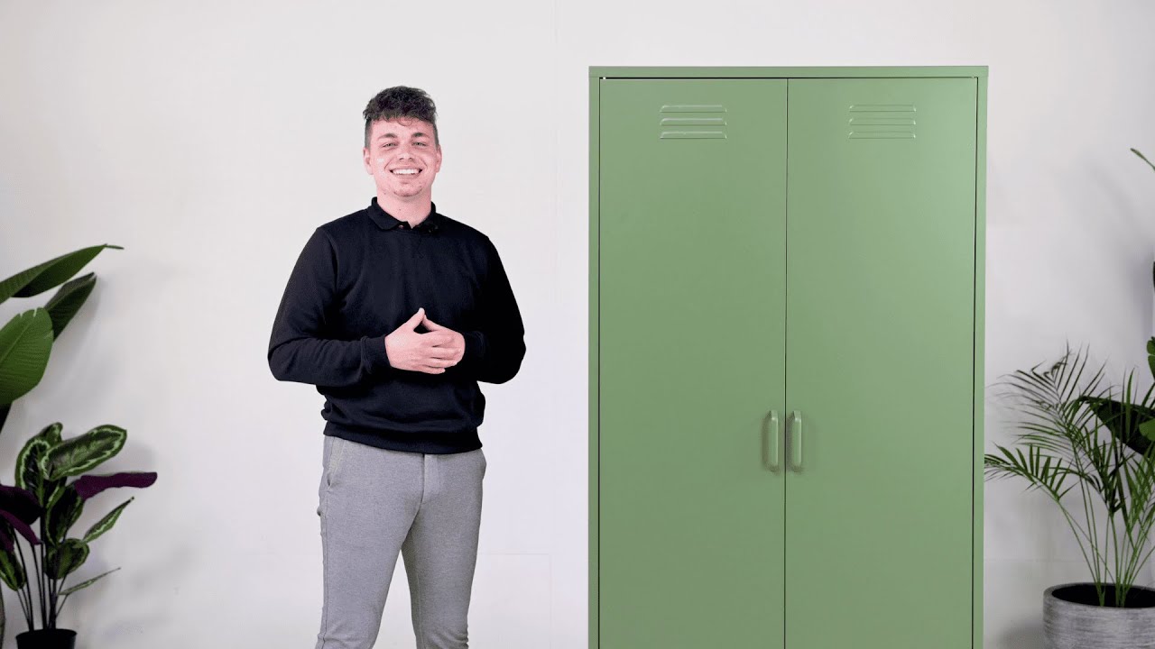 MaximaVida metalen kleding lockerkast Finn olijfgroen 45 x 35 x 185 cm - smal