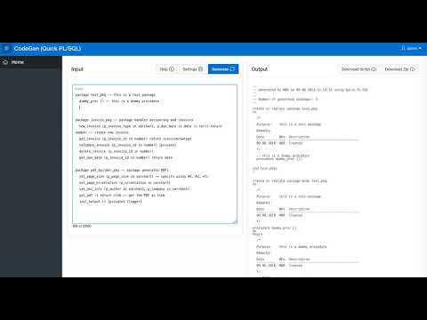 Quick Plsql Code Generator Introduction