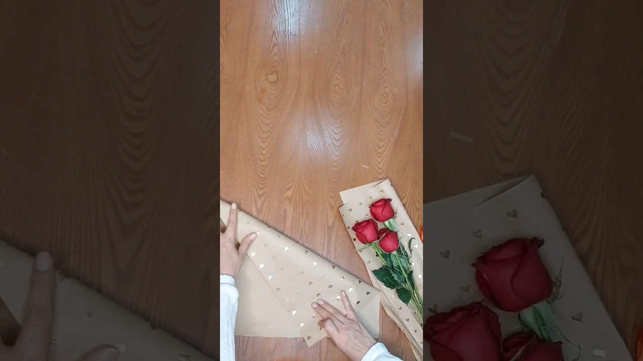 Rose Wrapping || Rose Bouquet || 3 Roses flower #flowerarrangement #bouquet #diy #flowerarranging