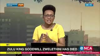 Zulu King Goodwill Zwelithini dies