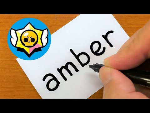 How to turn words AMBER(Brawl Stars New brawler)into a Cartoon - How to draw doodle art on paper