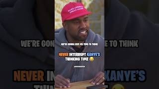 Never interrupt Kanye when he’s trying to think of an answer 😭  (via TMZ)