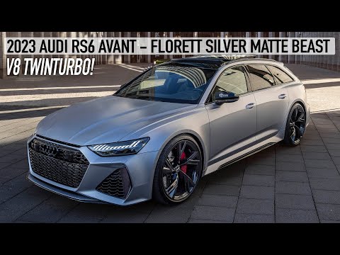 NEW! 2023 AUDI RS6 AVANT V8TT - FLORETT SILVER MATTE - Sounds, Accelerations, Details and more - 4K