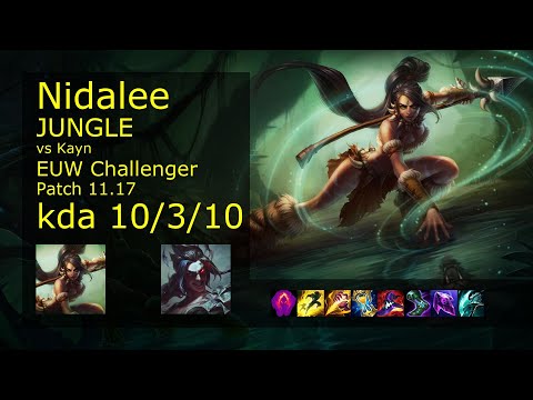 Nidalee Jungle vs Kayn - EUW Challenger 10/3/10 Patch 11.17 Gameplay