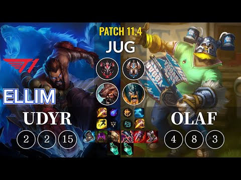 T1 Ellim Udyr vs Olaf Jungle - KR Patch 11.4
