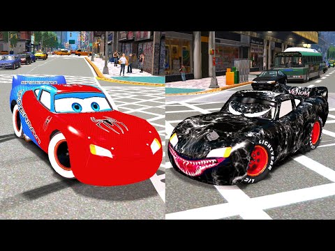 Venom McQueen vs Spiderman McQueen Crash Physics Challenge Ep. 1 - GTA 4