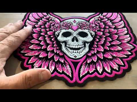 Pink Angel Wings Skull Patch (PL7786)