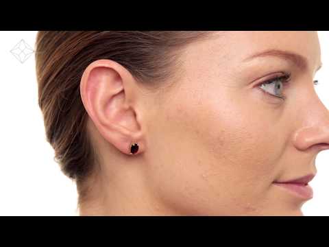 FEG24 - Garnet 7 x 5mm 18K Yellow Gold Earrings