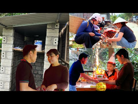 Harvesting chickens _ finishing the bathroom – A surprise birthday gift A Mến gave to her son.