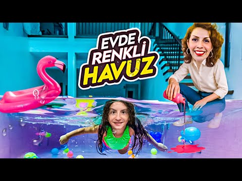ESMANUR AND SARA MADE A HIDDEN COLORED WATER POOL AT HOME! | ESMANUR'S MOTHER GOT ANGRY AND SARA ...