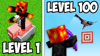 IMPOSSIBLE YouTuber Trick Shots In Minecraft (Level 1 to 100)
