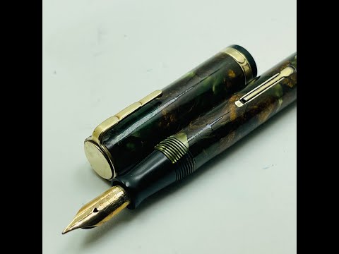 Waterman Lady Patricia Moss Agate Fountain Pen Flex Nib restored