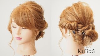 【簡単ヘアアレンジ】くるりんぱと三つ編みでできる簡単まとめ髪