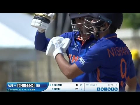 Dinesh bana batting in the last over in U19 world cup semi final ind vs aus Highlights Nishant dhull