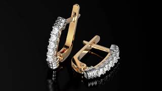 Золотые серьги с бриллиантами. Артикул 770371  - Фото 3