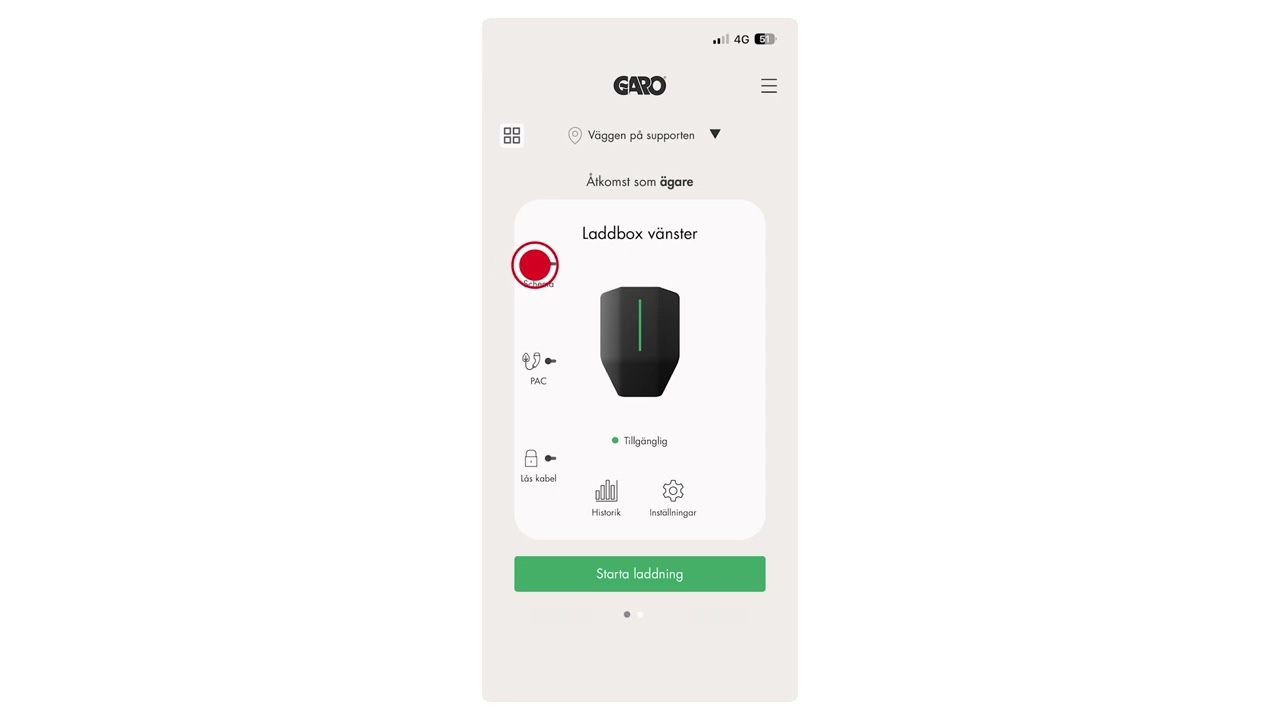 GARO Connect I Styra laddning via RFID eller APP