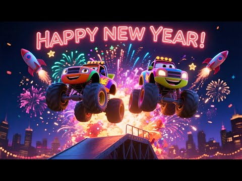 The Monster Truck Fireworks 🎆 | New Year's Eve Song for Children | Happy New Year! Children's Songs