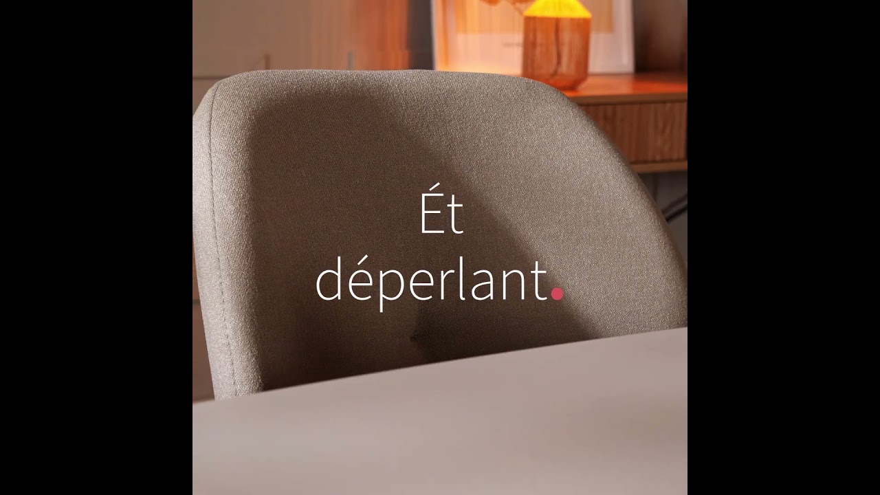 Chaise de salle à manger à roulettes Runa beige tissu recyclé