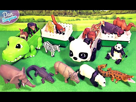 Takara Tomy Zoo Animals Collection - Panda, Crocodile, Hippo, Panda, Elephant, Cheetah, Zebra, Tiger