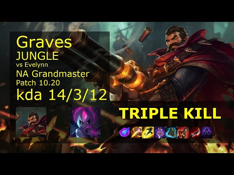 Graves vs Evelynn Jungle - NA Grandmaster 14/3/12 Patch 10.20 Gameplay