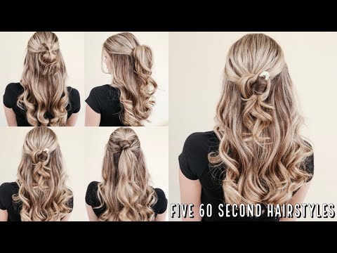 5 EASY 60 Second Half Up Hairstyles!