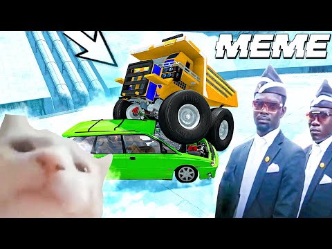 Cat is Vibing - Beamng DANCE COFFIN ON FUNERAL MEME COMPILATION | BeamNG Drive | Derby part 2