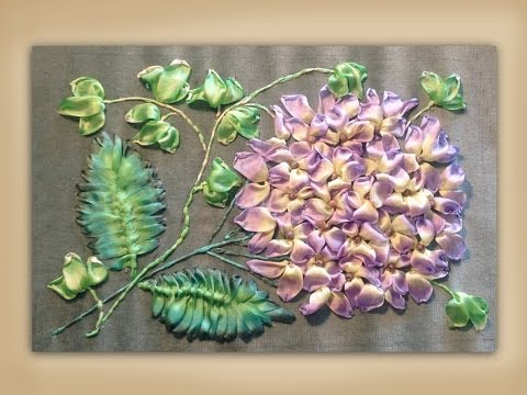 how to embroider a silk ribbon hydrangea and ivy group