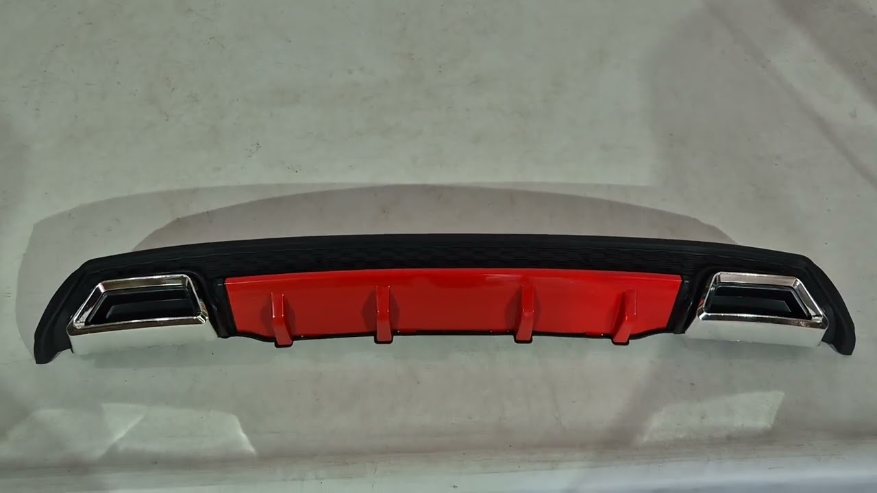 Универсальный Задний Диффузор DPT V-5 (ABS) (Красный+Черный Глянец) Video 1