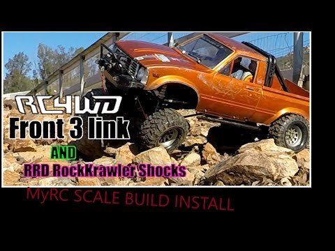 Installing and running RC4WD Trail Finder 2 Front Axle 3-Link Kit and RRD Rock Krawler 90mm shocks