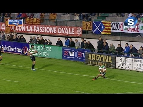 Mat Berquist Catch Yields Yards - Benetton Treviso v Glasgow Warriors May 2nd 2014