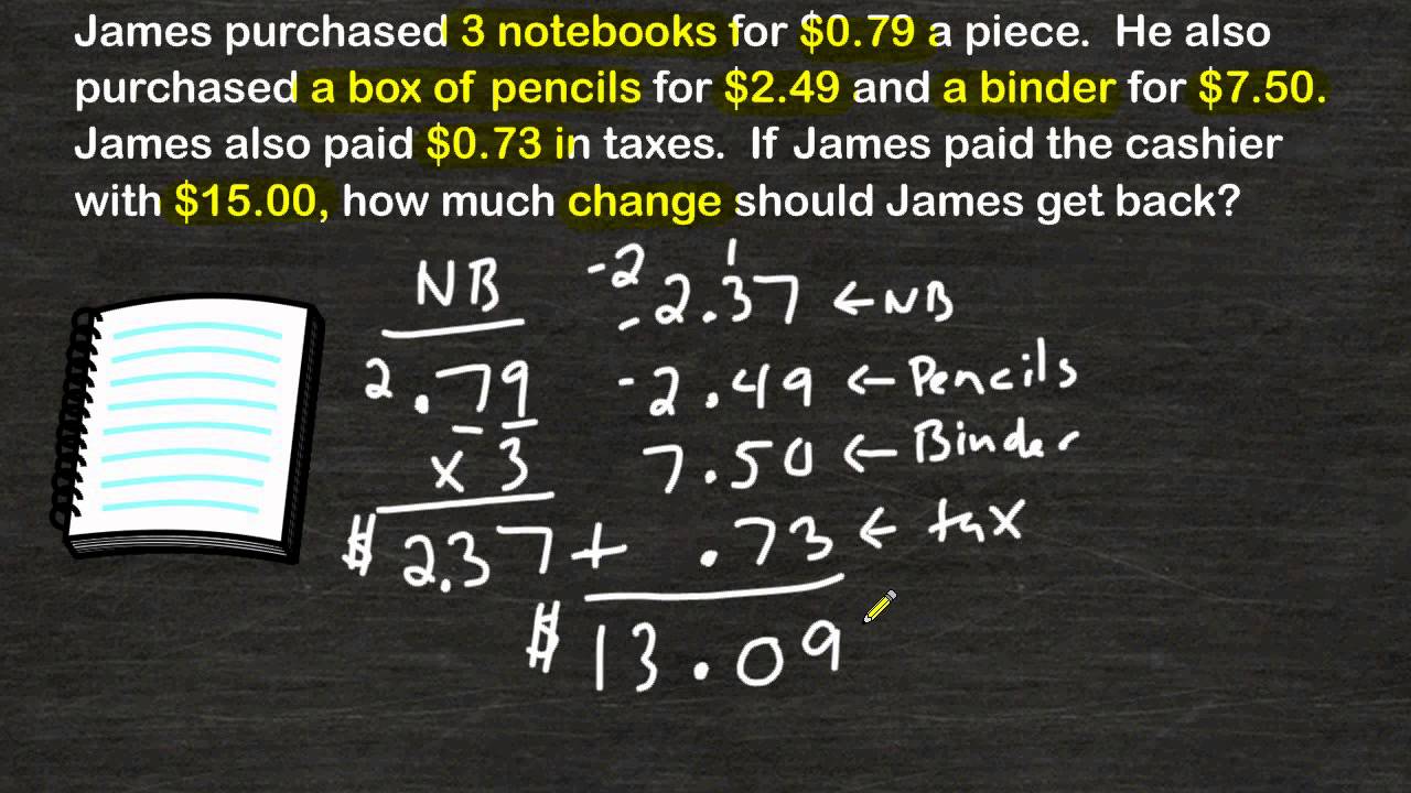 Word Problems - Decimal Operations Practice