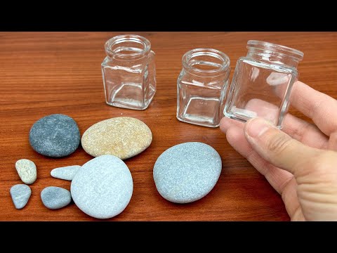 Look What I did With Pebbles and Glass Bottles! DIY.