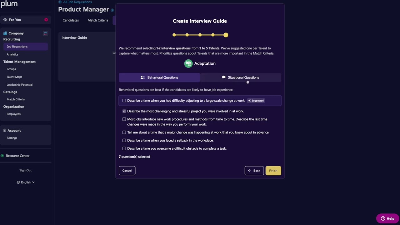 Plum Structured Interview Guides