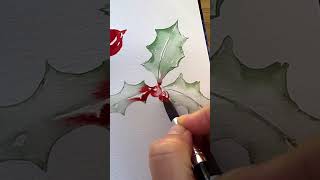 How to paint easy watercolor holly berry for Christmas card #watercolortutorial #shortsvideo #shorts
