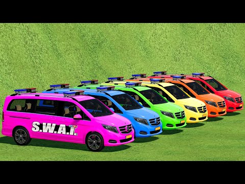 TRANSPORT OF COLORS! POLICE SMART, MERCEDES SWAT & FORD RAPTOR WITH GMC TRUCKS! Farming Simulator 22