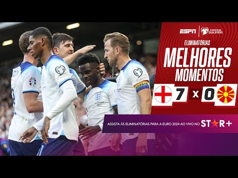 Gols e lances de Inglaterra x Macedônia do Norte