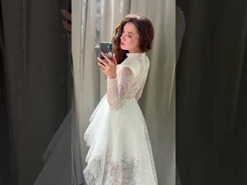 Rochie cununie civila din dantela cu trena  Video