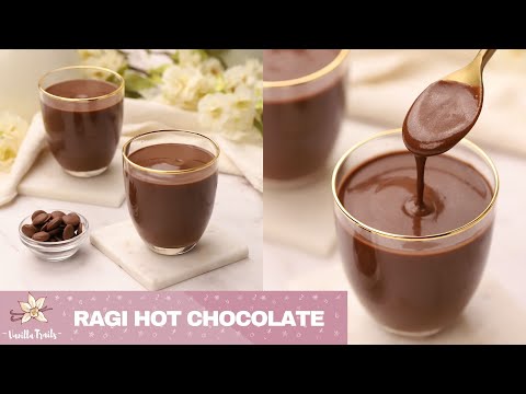 Easy Ragi Hot Chocolate sweetened with jaggery. Creamy, nutritious & chocolatey. Dairy free, vegan