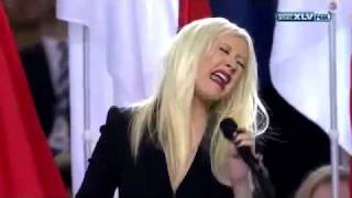 Super Bowl XLV - Christina Aguilera Messes Up National Anthem