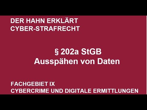 Der Hahn erklärt Cyber-Strafrecht - § 202a StGB Ausspähen von Daten