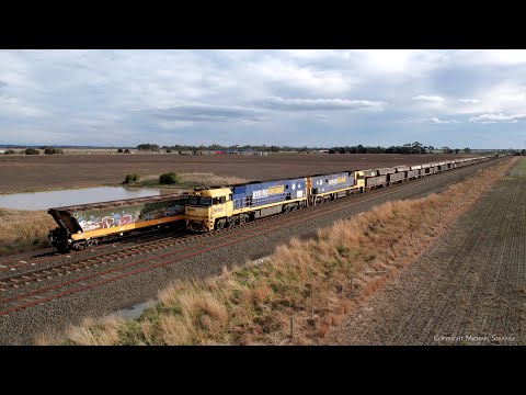 Pacific National 3XM4 Steel Train Crosses Grain Train At Gheringhap (21/6/2023) - PoathTV Railways