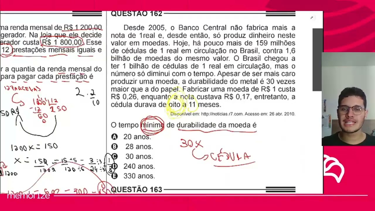 Resolução em Vídeo — Questão 162 ENEM 2014 Reaplicação