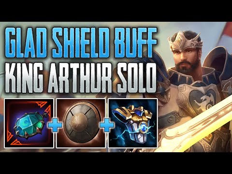 HUGE GLAD SHIELD BUFF! King Arthur Solo Gameplay (SMITE Conquest)