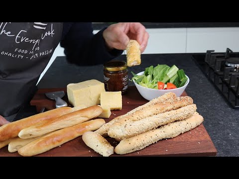 Sesame Seed Breadsticks Glazed in Garlic Butter - Ideal for dips.