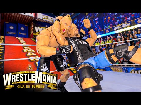 Stone Cold vs Brock Lesnar Action Figure Match! WrestleMania Hollywood